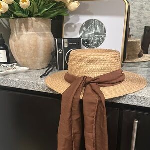 H&M Beach Straw Hat with Brown Tie